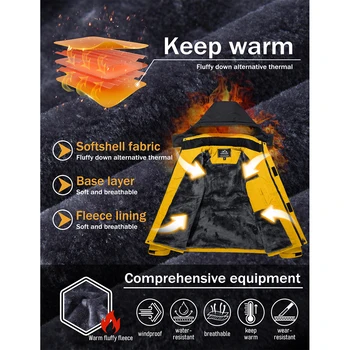 MAGCOMSEN Men's Hooded Fleece Ski Jacket Waterproof Thermal Thick Warm Parka Coats Winter Snow Jacket 6