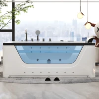 Jacuzzi acrylique pour 2 personnes avec cascade et massage par remous - Système de chauffage intelligent, grande piscine spa pour la salle de bain à domicile 6