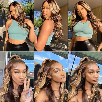 P4/27 Highlight 99J Human Hair Colored Wigs 30 32 Inches Body Wave 13x4 HD Lace Frontal Hair Wigs for Black Women 180 Density - Image 5