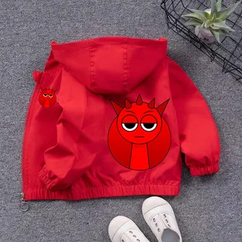 Sprunki PU Waterproof Jackets for Children Cartoon Anime Fashion Coats Boys Girls Autumn Winter Warm Windbreak Coat Kids Clothes 4