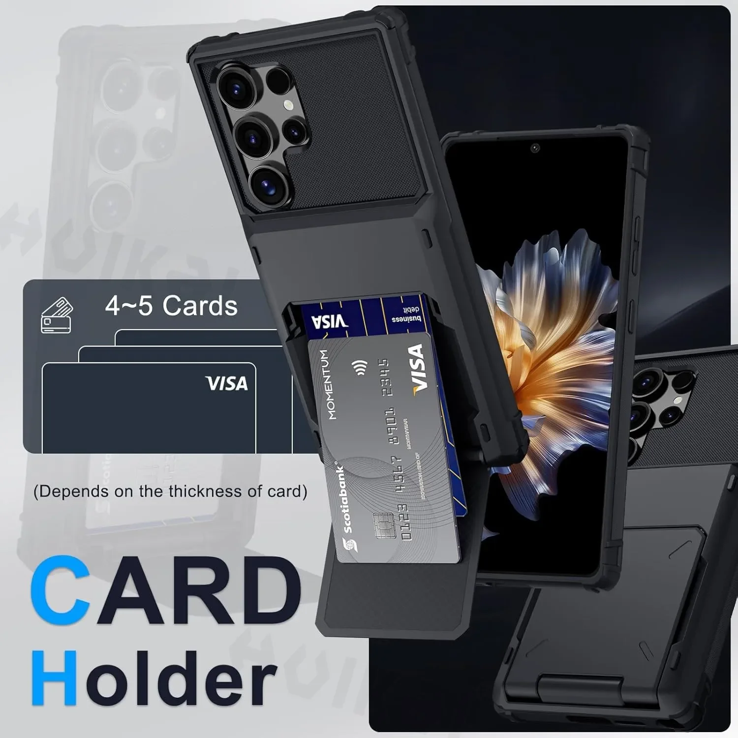 Card Holder Case: Heavy Duty Wallet with Hidden Flip Slot Protective Cover