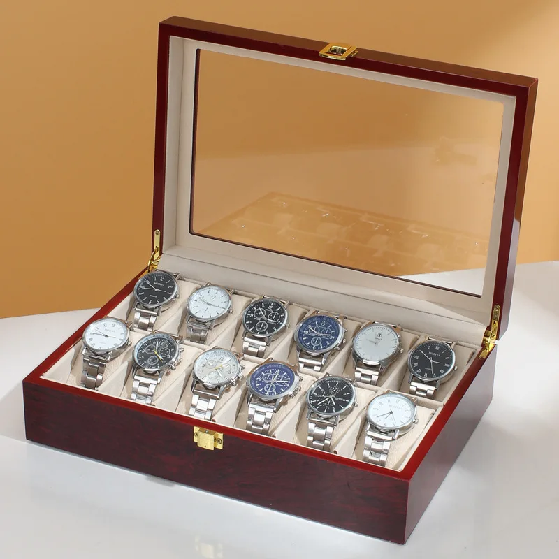 Organisateurs de montres de luxe en bois pour hommes et femmes, boîtes de support, présentoir à bijoux, 2 grilles, 3 grilles, 5 grilles, 6 grilles, 10/12 grilles
