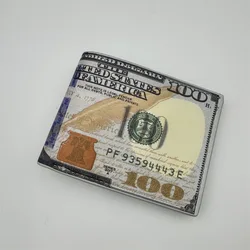 Men's 100 Dollar Design Leather Wallet with Card Holder and Coin Pocket (As picture show)