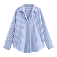 Femmes mode printemps coton Oxford à manches longues simple boutonnage revers Blouse vêtements de rue chemise Chic dames hauts Mujer 5