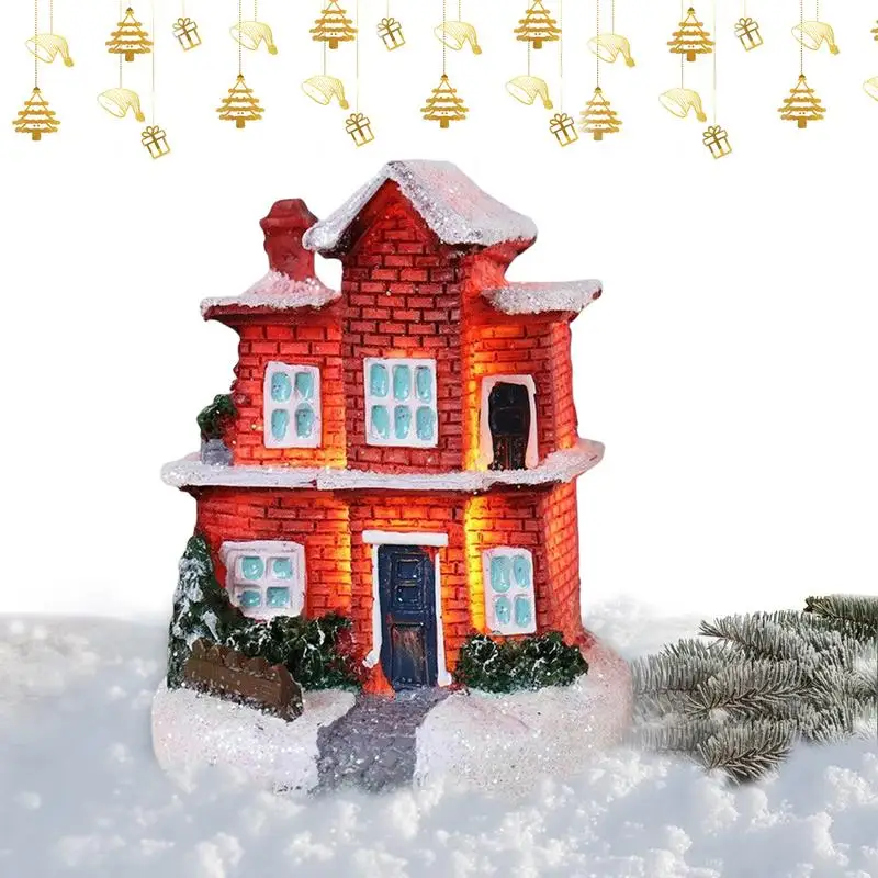 

Настольный Рождественский Декор, портативный Снежный дом, зимняя деревня со светодиодной подсветкой для Моха, сказочное садовое украшение, ландшафтный Декор