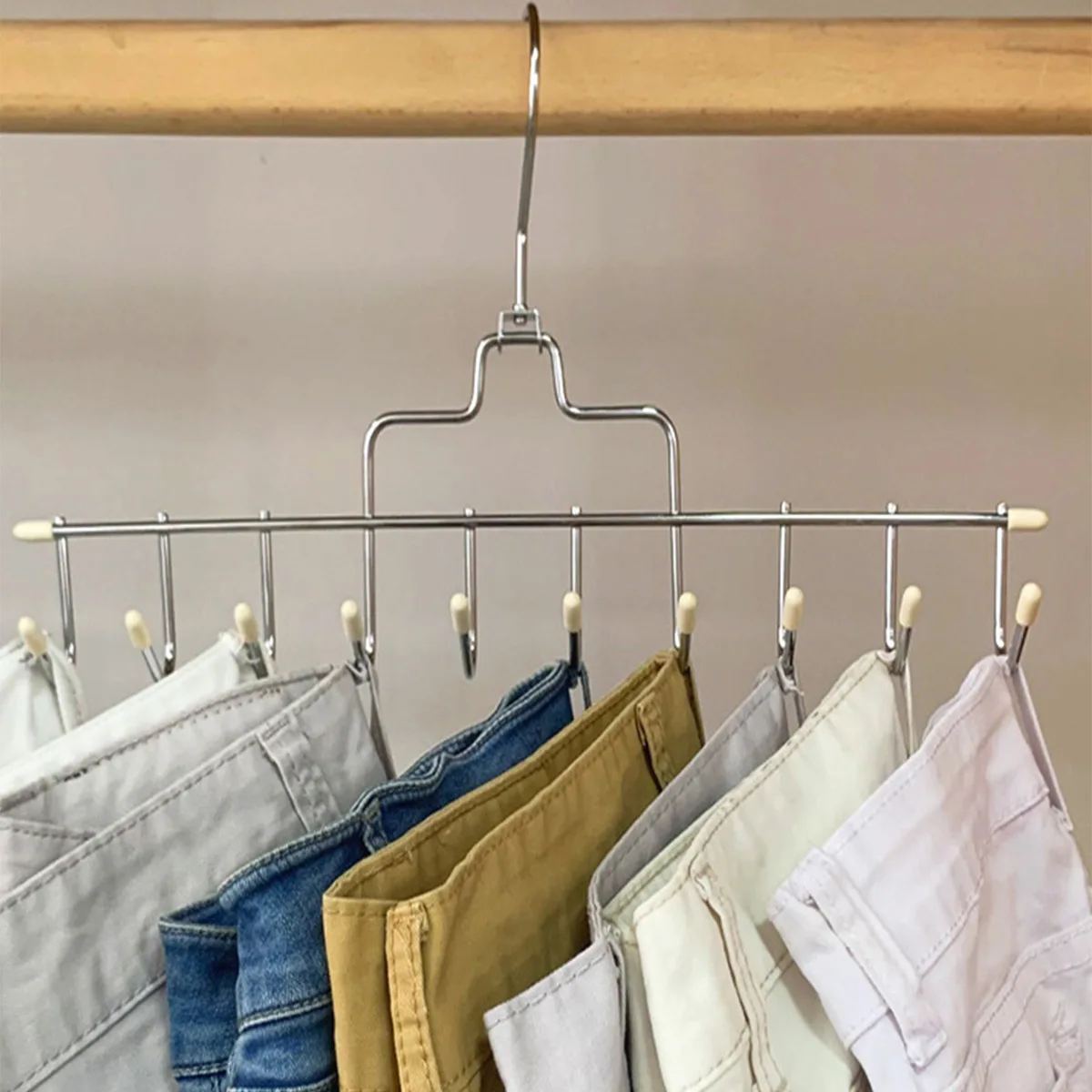 

Multifunctional Multi Hook Metal Pants Rack Clothes Hanger Belt Hanging Household Storage Convenient and Space Saving