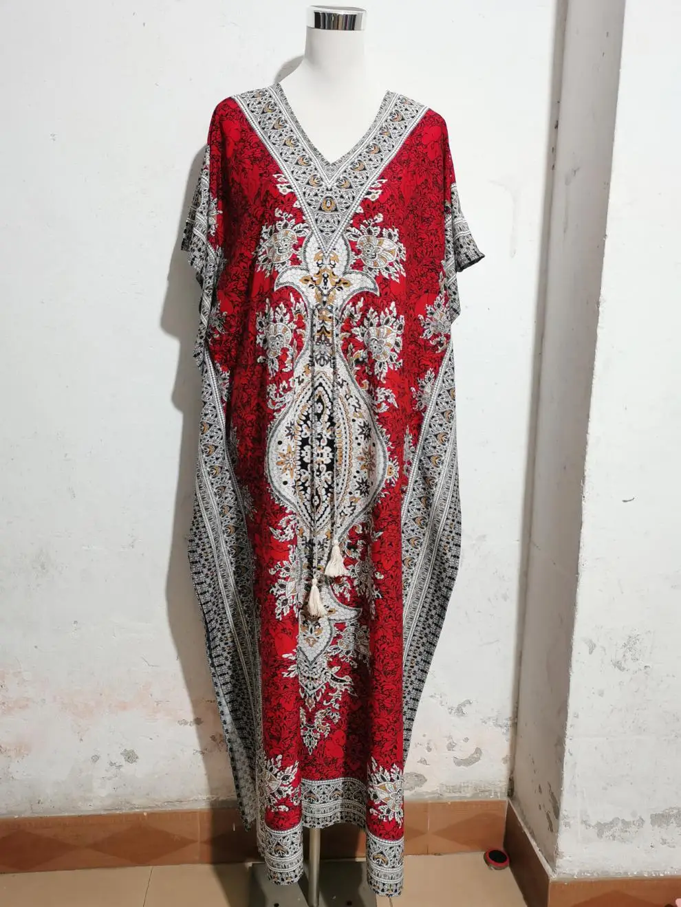 S5f3a1837553849618ca66d3e68d0bd5c3 Bohemian V-neck Short Sleeve Beach Smock Dress Women Summer Loose Casual Sunscreen Print Boho Long Dresses For Women Mallzona