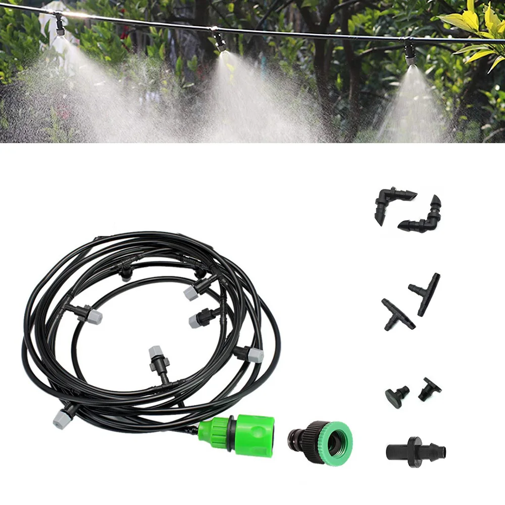Sistema Riego Por Nebulización 10 Metros - 10 Boquillas Latón Ajustables 360°, Para Jardín Y Terraza