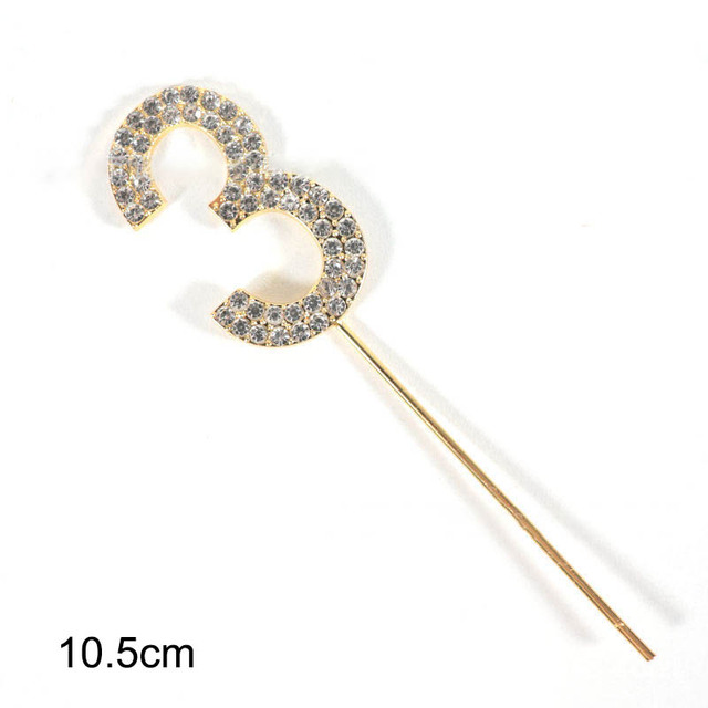 Digital Card Birthday Decoration Wedding Dessert Decor Gold/Silver for Baby Shower Cake Top Flag Glitter Alloy
