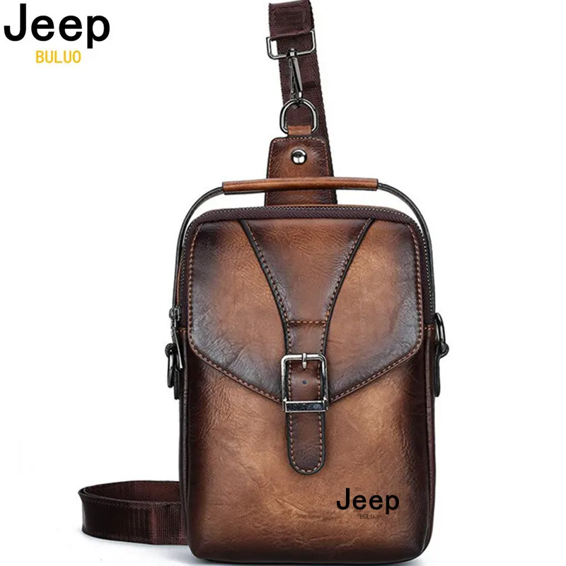 Мужская кожаная нагрудная сумка JEEP BULUO