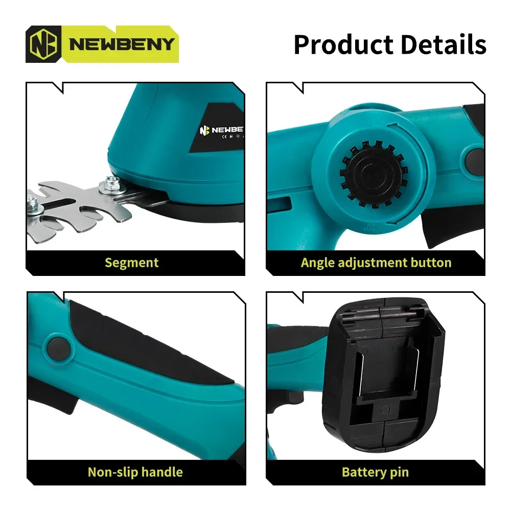 NEWBENY Electric Hedge Trimmer 2 IN 1 Cordless Efficient Household Shrub Weeding Garden Beautify Tool For Makita 18V-21V Battery 4