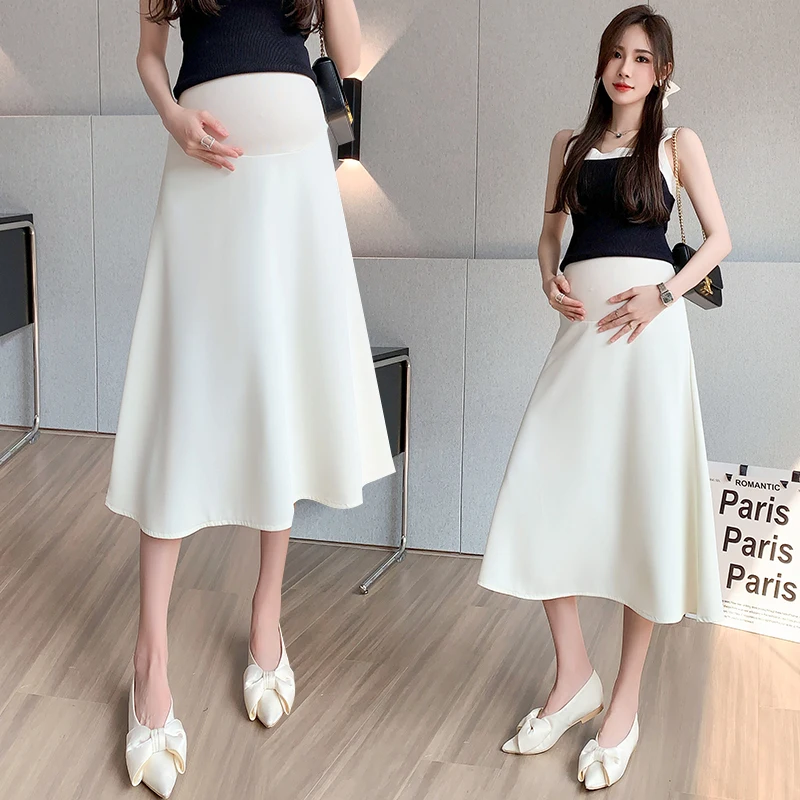 Summer Elegant French Style Maternity Blazer Skirt for Women Flattering High-Waisted A-Line Midi Skirt for Pear Body Shape