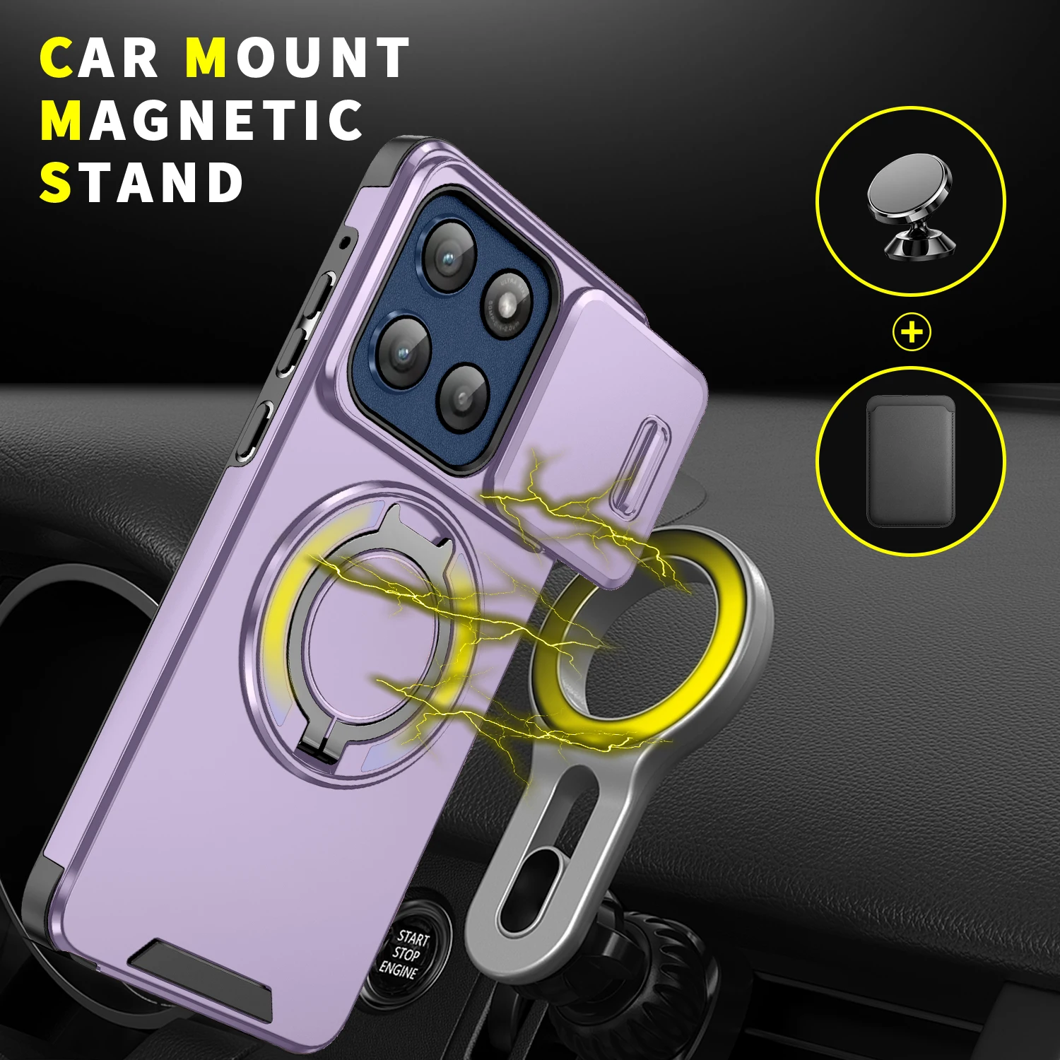 Shockproof Magnetic Stand Phone Case with Ring Kickstand Cover