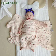 Manta de algodón de doble capa para bebé, cómoda, suave, con patrones de impresión simples, multifunción, toallas de baño, sábanas de sombra