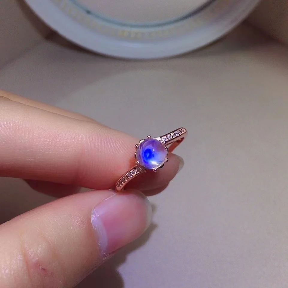 

Cute Silver Moonstone Ring for Young Girl 5mm Natural Moonstone Silver Ring 925 Silver Moonstone Jewelry