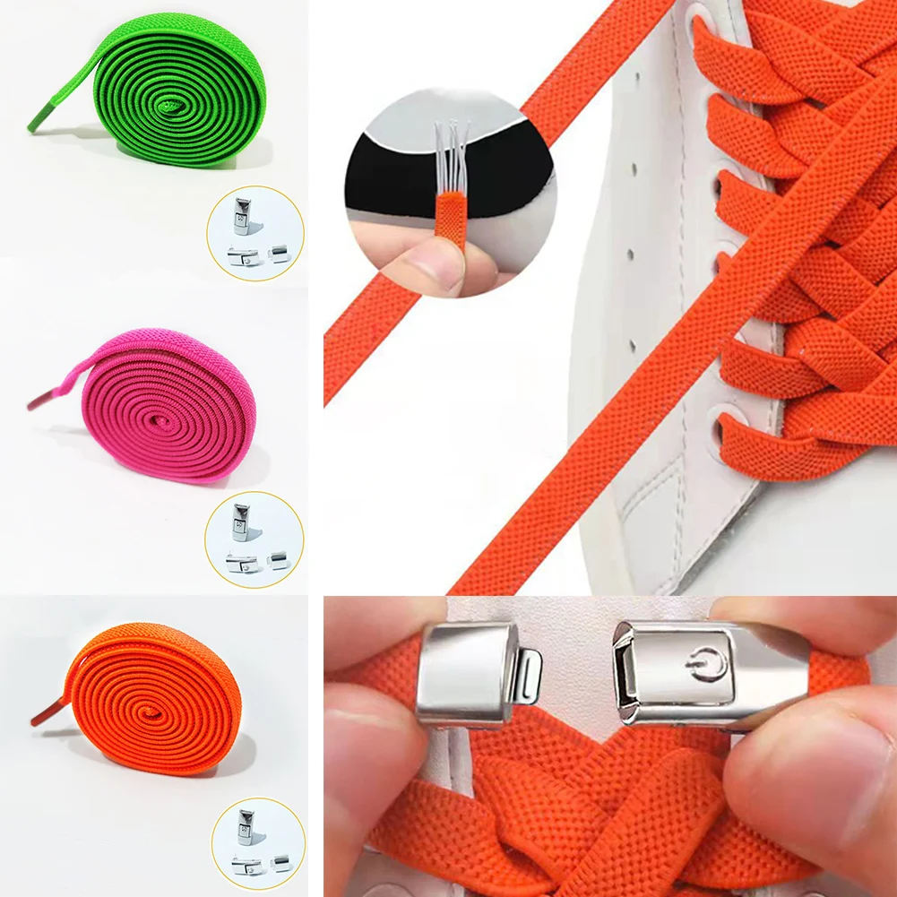 

Magnetic Shoelaces Elastic No tie Shoe laces Sneakers Laces for Shoes Quick Rubber Shoe lace Lock Kids & Adult Flat Shoestrings