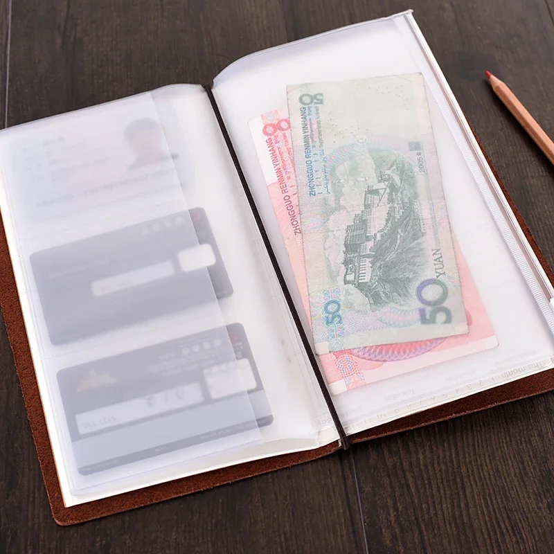 PVC Pocket for Traveler's Notebook Diary Day Planner Zipper Bag Pocket Business Cards Notes Pouch Planner Accessories 2pcs