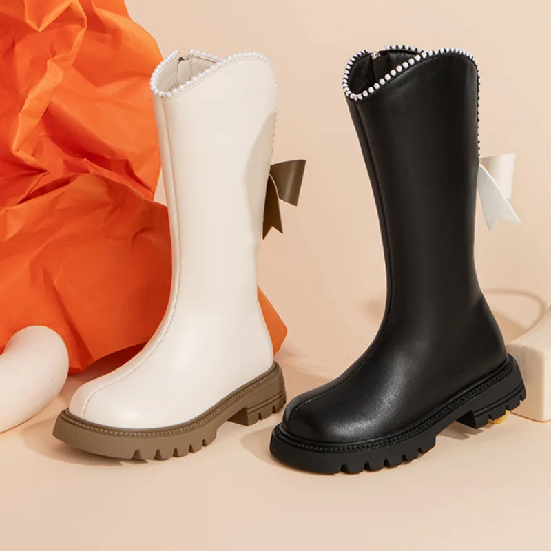 Long Boots for Girls and Children Winter Long Leather Boots Princess Foreign Girls Plus Cashmere Shoes baby boots winter snow boots