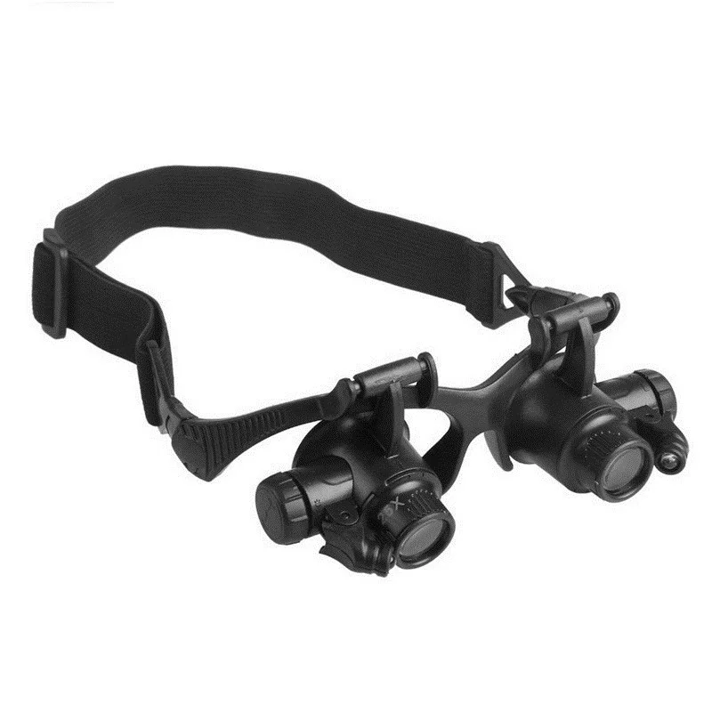 

Adjustable Repair Watch Professional Safety Magnifier Head Band Eyeglasses with 8 Lens Led Magnifier Eyewear Double Eye