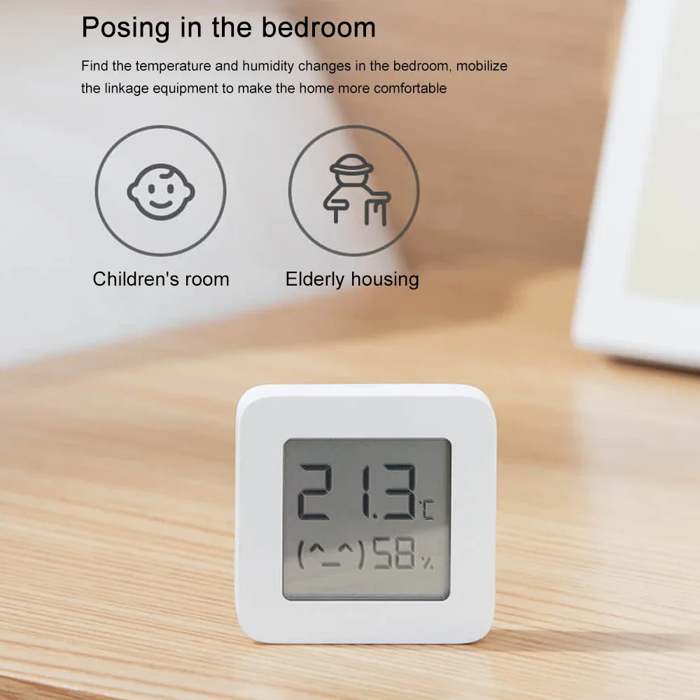 Thermometer Hygrometer Digital Thermometer Temperature and Humidity Meter Hygrometer Thermometer Mijia Bluetooth 4.2 Thermometer 2 Wireless Smart Electric Digital Hygrometer Built-in Battery Work with Mijia APP