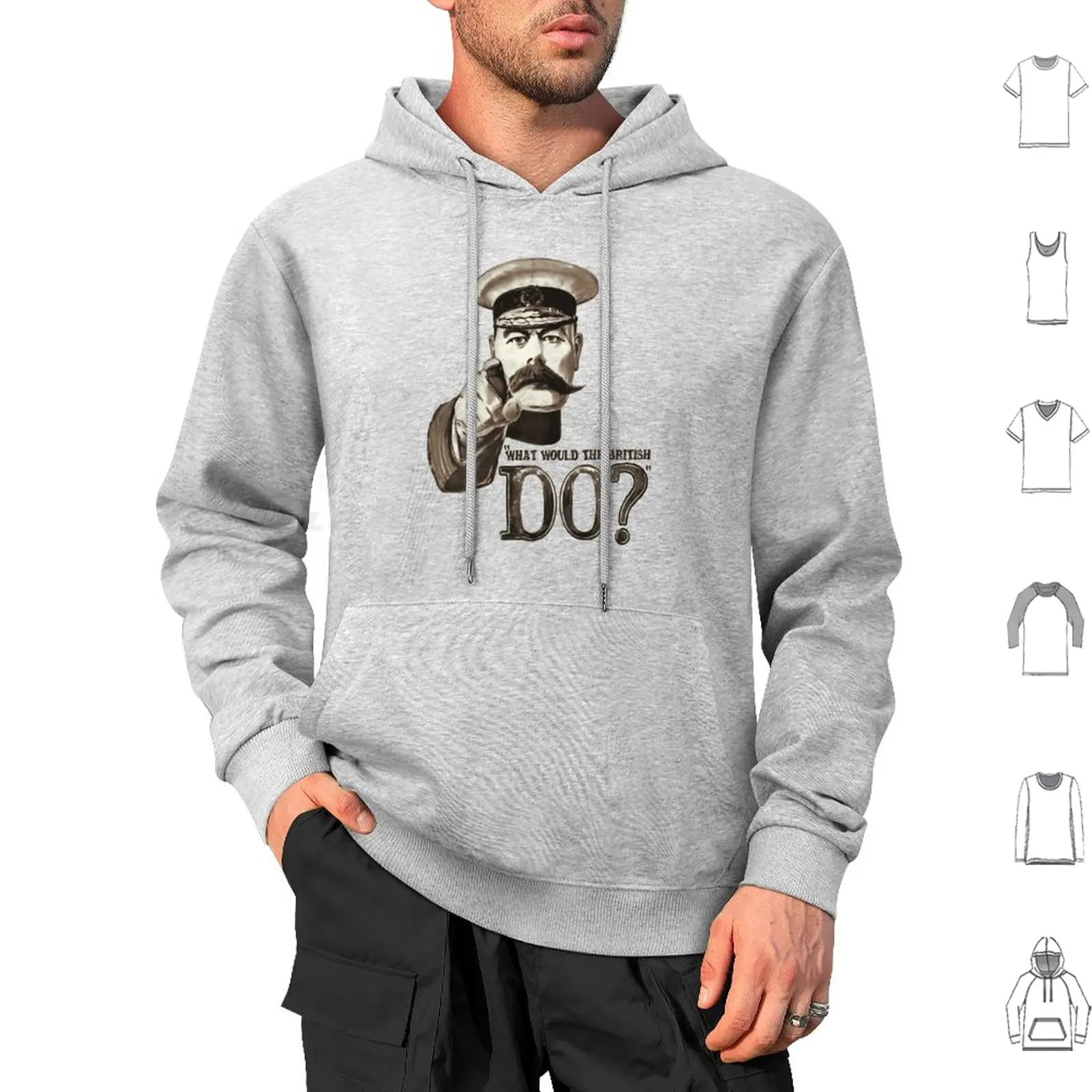 "Cosa Potrebbe Fare Gli Inglesi? "Felpa Con Cappuccio In Cotone A Maniche Lunghe Kitchener Ww1 Uk Gran Bretagna Inghilterra Gb Top Gear James May