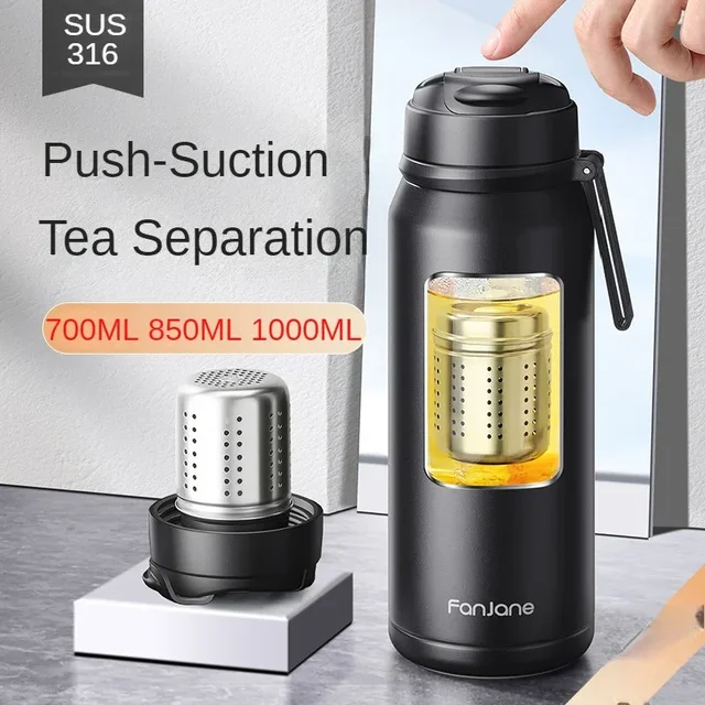 FANJANE Thermos Bottle Cup with Magnetic Tea Infuser Coffee 316 Stainless Steel Vacuum Bottle Keep Cold Hot Travel Business Gift