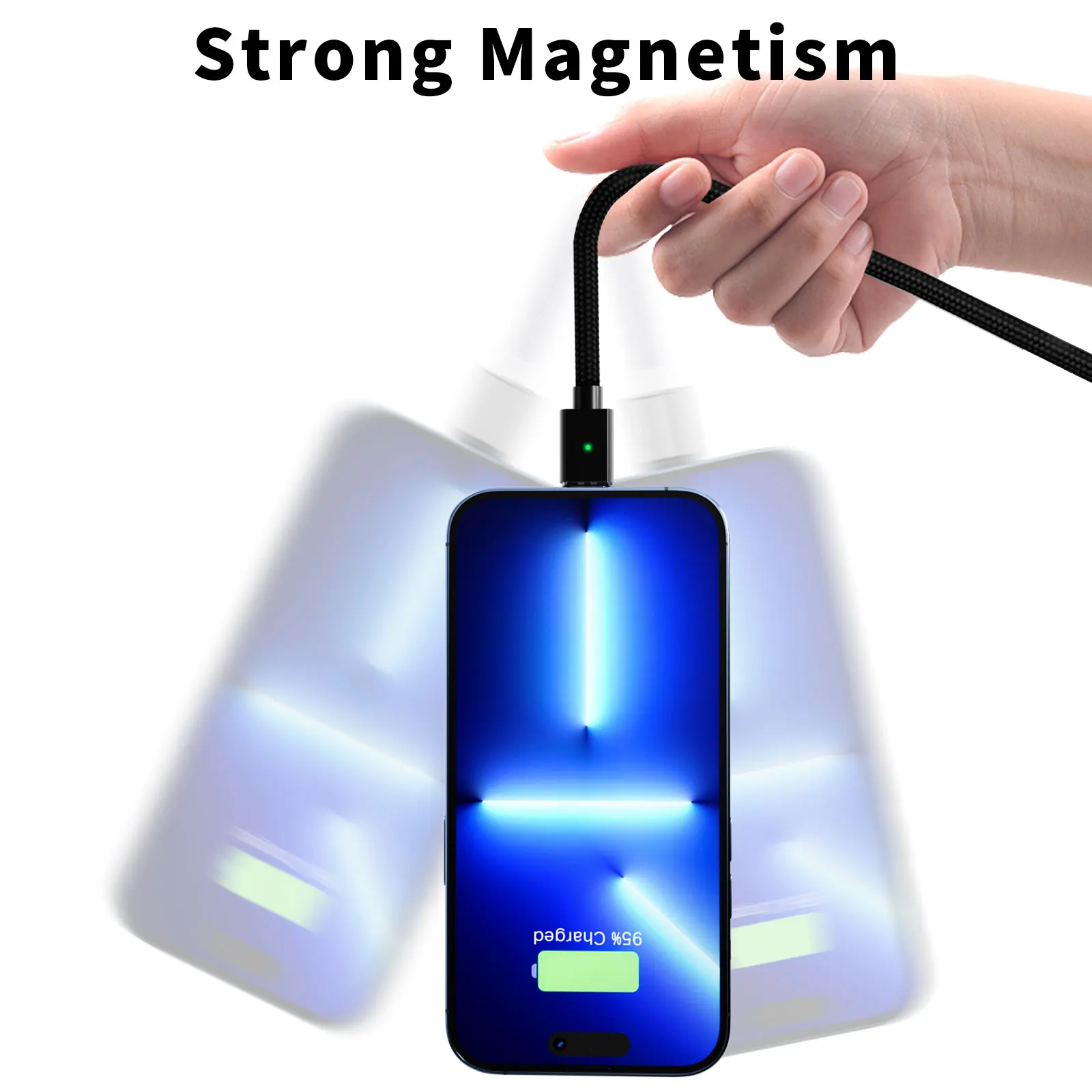 Magnetic 3-in-1 USB Charging Cable with Interchangeable Magnetic Heads - 3m