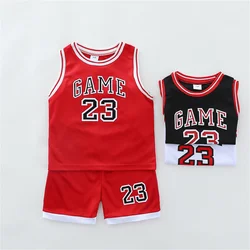 2PCS Children's Summer Fashion Tank Top Basketball Suit Baby Sleeveless Shorts Sports Set