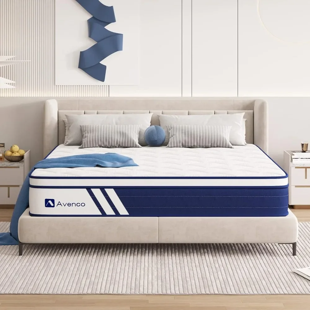 

Mattress, Individual Pocket Springs for Decompression and Motion Isolation, Medium Firmness, White, 10" Gel Memory Foam Mattress