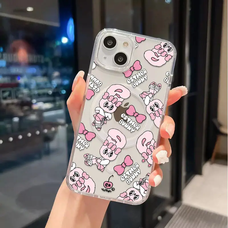 Ins الوردي الأرنب E-Esther الأرنب Magsafe المغناطي...