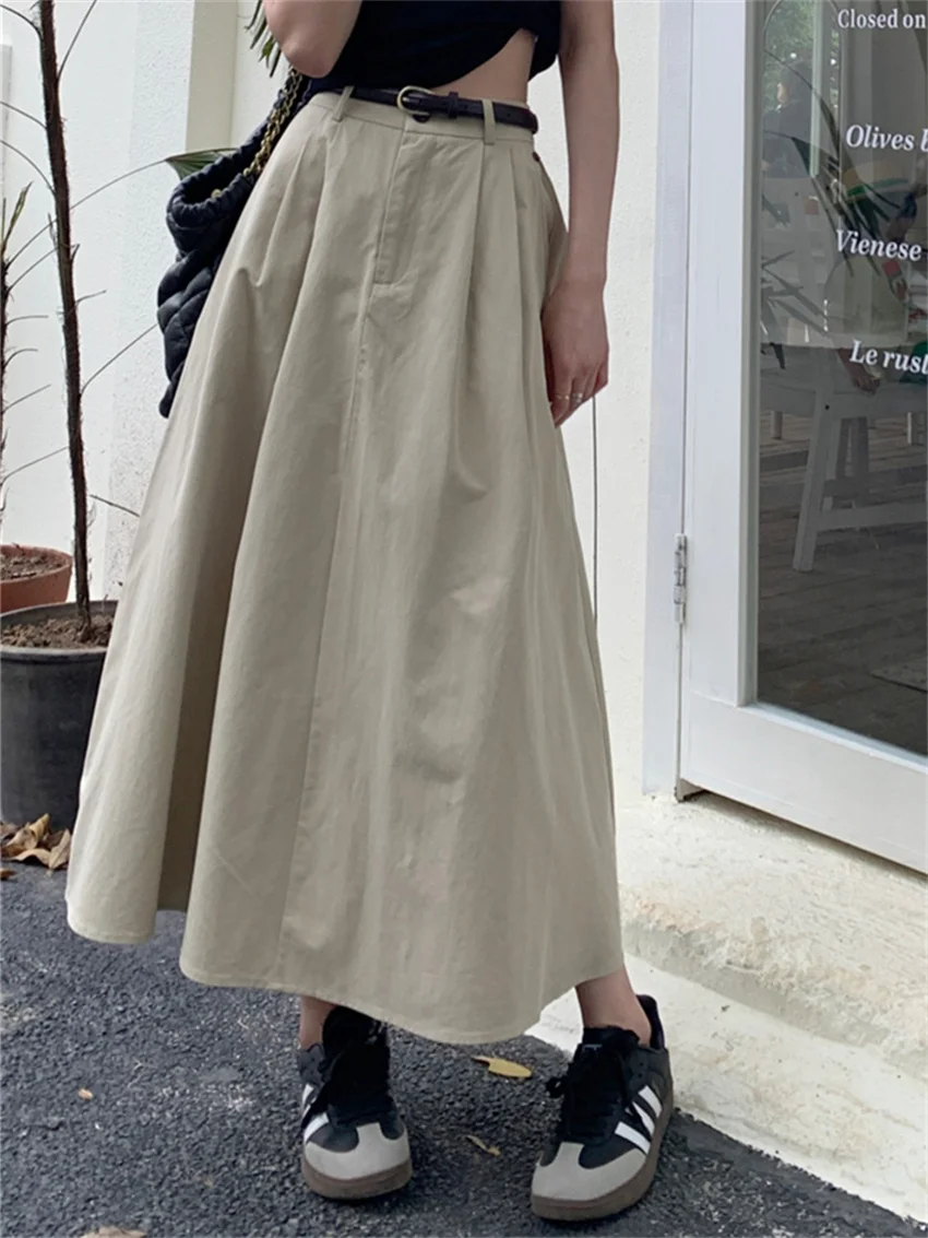 

Alien Kitty A-Line Skirts Women With Belt High Waist Office Lady Chic Casual Gentle Minimalist Summer Streetwear Loose All Match