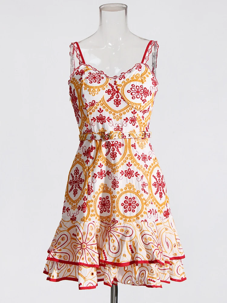 Women's Summer Dresses 2024 - Sleeveless Loose Corset Eyelet Sundresses Casual Trendy