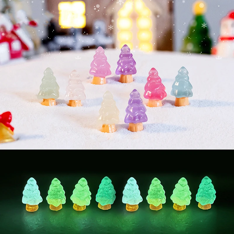 Luminous Figurine Miniature Noctilucent Christmas Tree Micro Landscape Ornaments for Home Decorations Tabletop