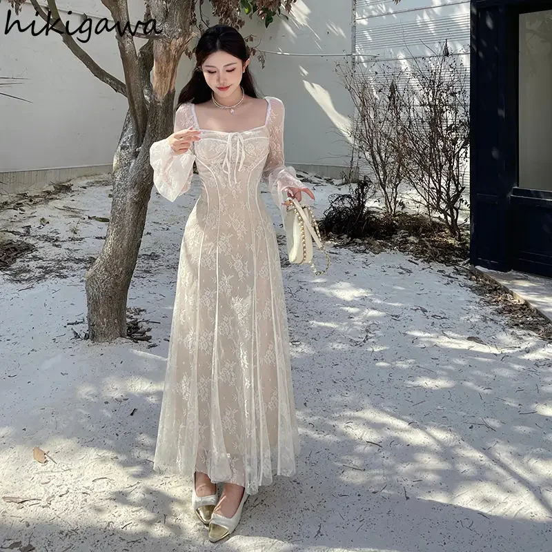 Reclaimed Vintage - Robe mi-longue bordée de dentelle - Kaki | ASOS