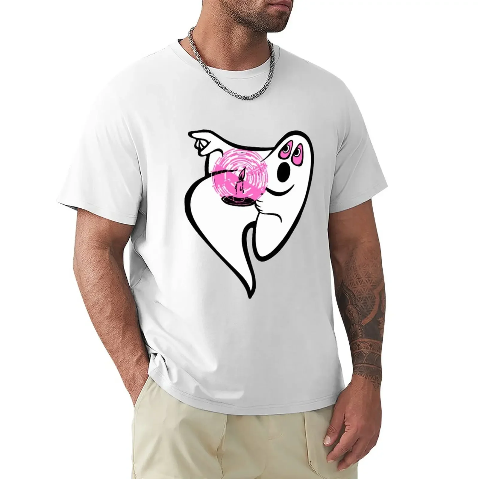 

Винтажная футболка с изображением Призрака с свечой, большие размеры, быстросохнущая Хлопковая мужская футболка с принтом животного для мальчиков, черного цвета