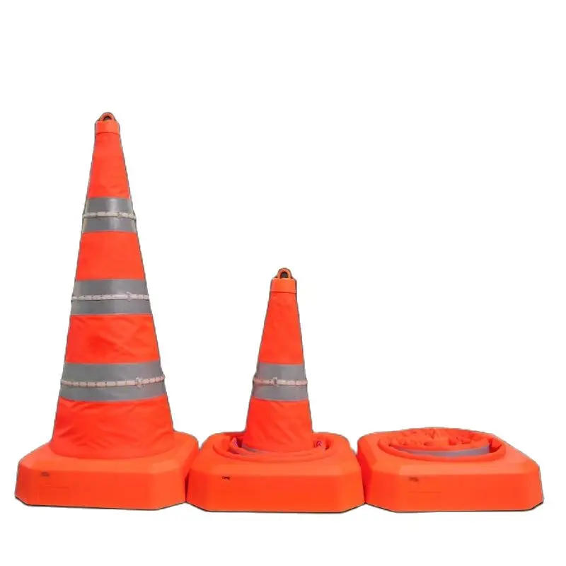 41CM LED Safety Road Cone Folding Roadblock Charging Telescopic Reflective Traffic Cones