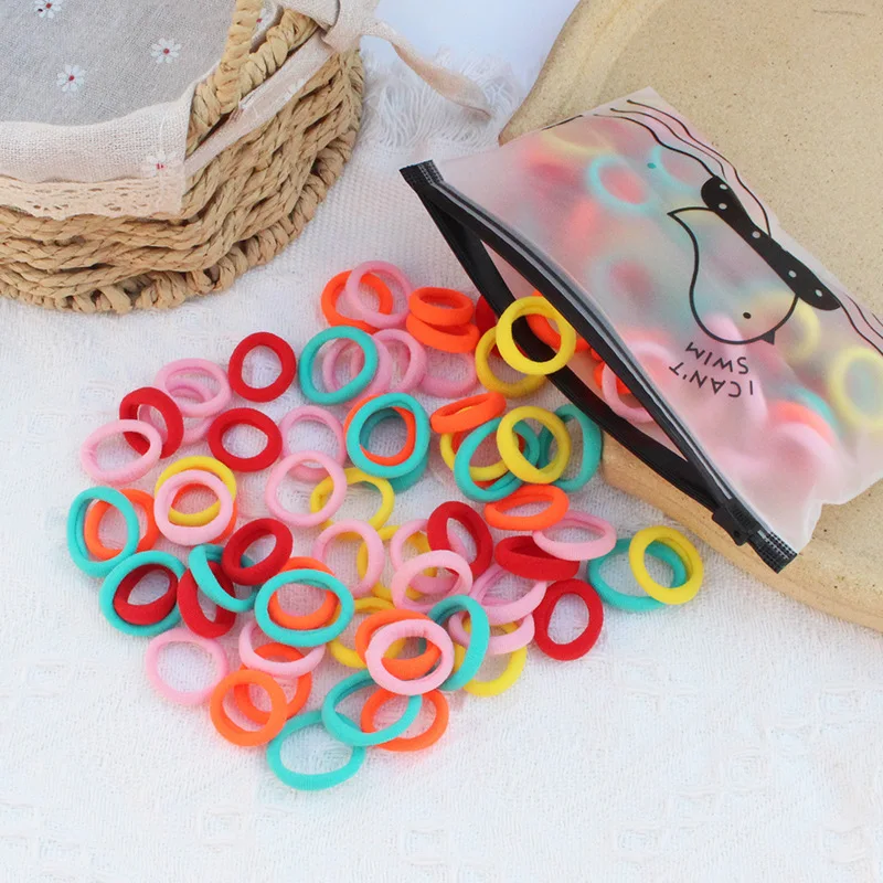 100 Reiß verschluss tasche Kinder haar zubehör mit hoher Elastizität modisches Nylon-Haars eil einfaches Basis-Sports tirnband – Detail 10