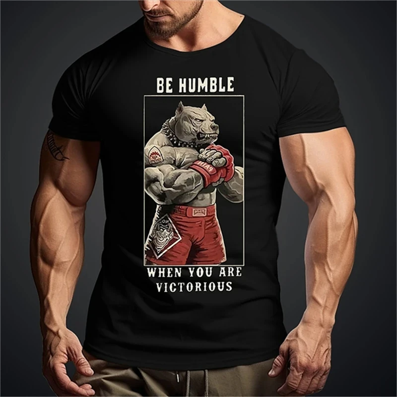

Fashion Animal Print T Shirt For Men Boxing Combat Harajuku Short Sleeve Outdoor Fitness Sports Top Casual O-Neck Oversized Tees