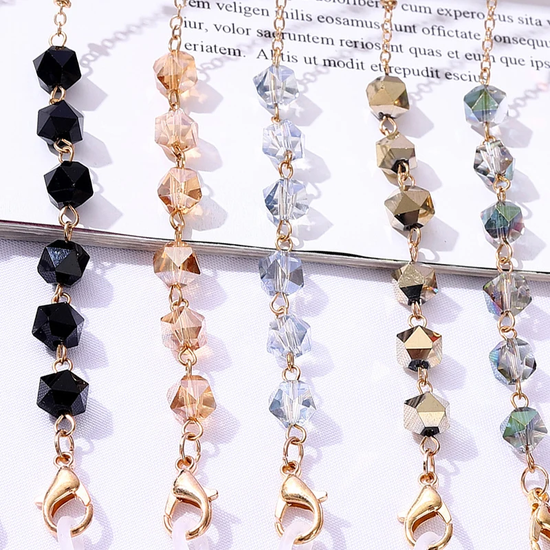 

Цепочка для очков женская, модное ожерелье в богемном стиле с бусинами и кристаллами, шнурок для солнцезащитных очков, аксессуар