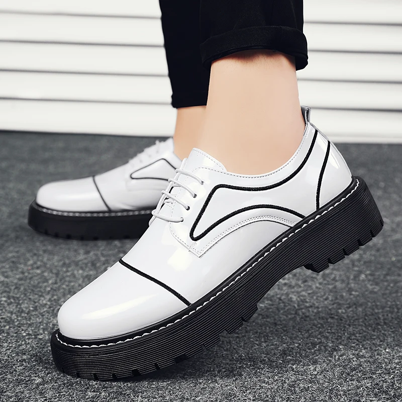

Italian Fashion Leather Shoes Oxford Shoes Men Casual Man Shoe Business Male Formal Fashion Round Toe Shoes Wedding Thick Sole