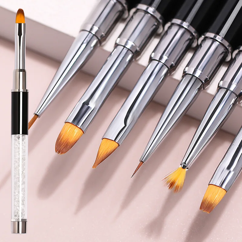 

Nail Brush Crystal Gel Brush For Manicure Acrylic UV Gel Extension Pen Nail Art Polish Painting Drawing Liner Wooden Nail Brush