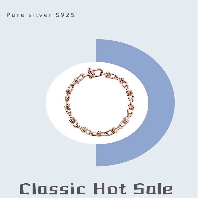 سوار من الفضة النقية S925 بإبزيم حدوة حصان على شكل...