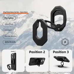 Heavy - Duty Foldable Metal Stand with Shockproof Armor for Magnetic Phone Support (Black)