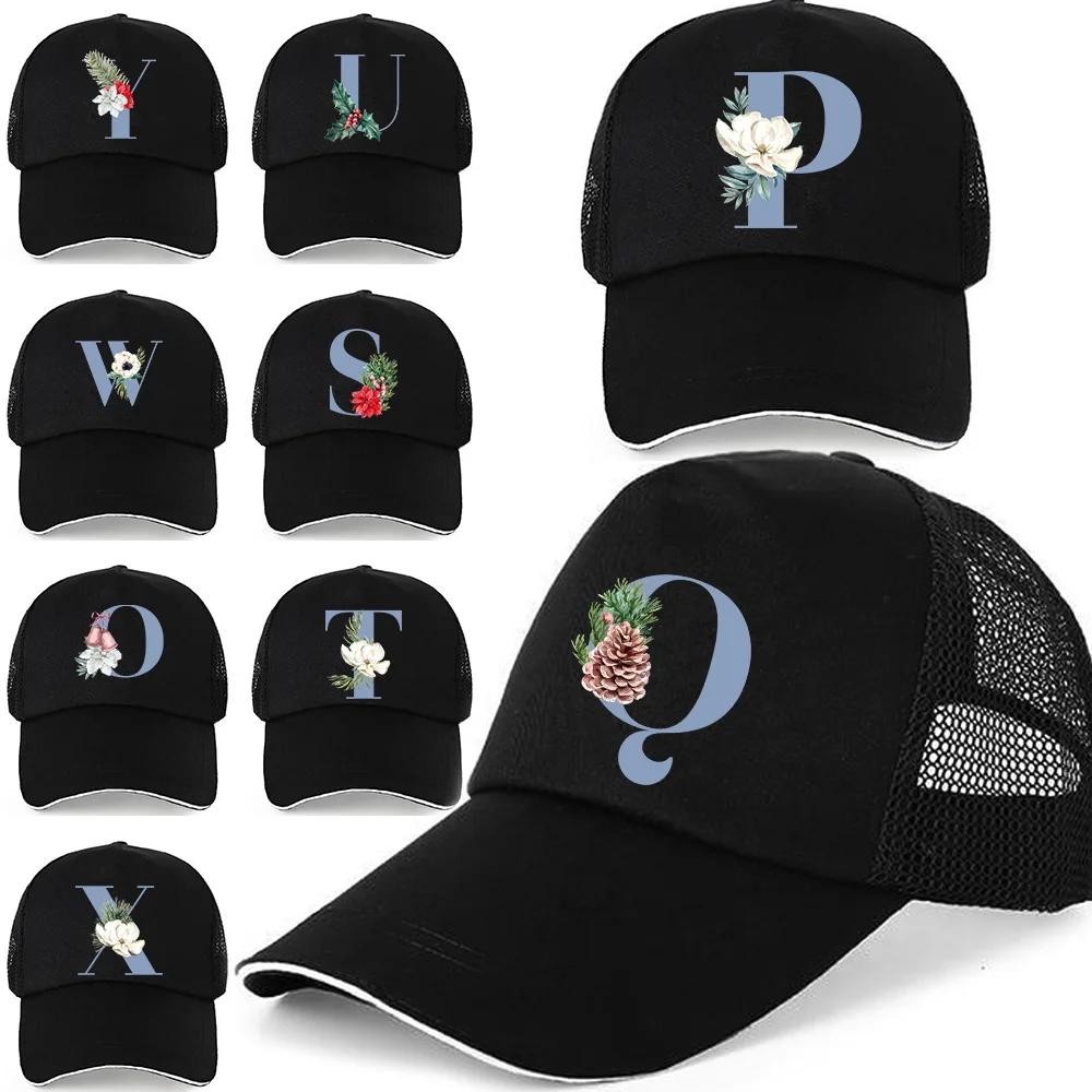 

Fashion Hip Hop Baseball Cap Blue Letter Personality Trucker Caps Cotton Snapback Mesh Hat Outdoor Sun Hats Sports Leisure Caps