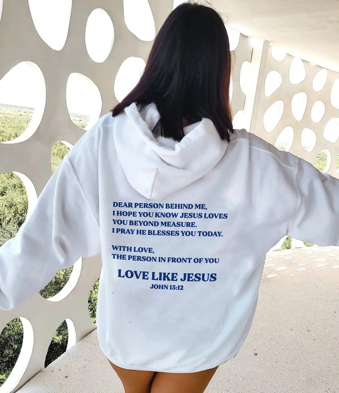 

love like jesus 15:12 Hoodie Aesthetic Women Long Sleeve dear person behind me Christian positivity Hoody