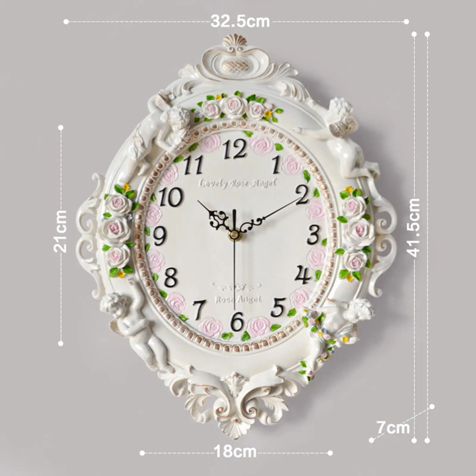 Decorative Resin Angel Wall Clock Hanging Clock Modern Silent Antique for