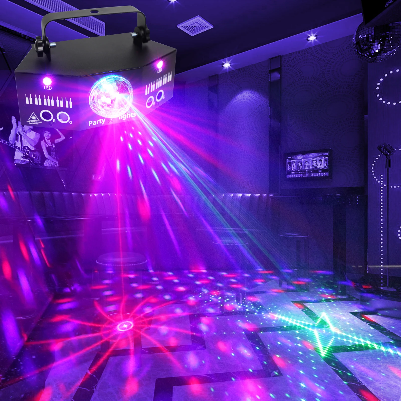 

YSH Disco Ball Stage Lights LaserDMX Magic Bar Nigthclub Parties Ligthing Halloween Indoor Strobe lights for disco parties Home