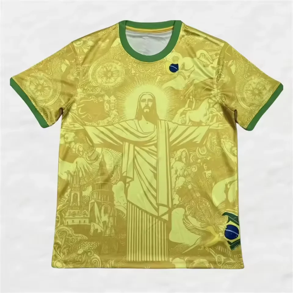 Summer Football Training Top Brazil Special Edition Jesus Black Grey Football Jersey Adult Outdoor 3D Printed Tshirts