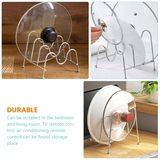 주방 공간을 정리하고 편의성을 향상시키는 3층 냄비 뚜껑 랙