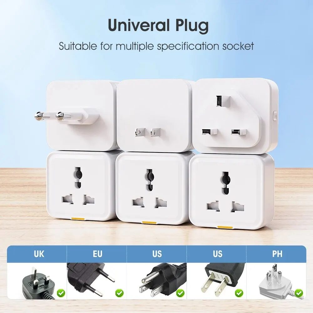 Tuya Smart Home Wireless WIFI Plug Socket UK EU US Universal 16A Travel Universal Conversion Socket Outlet Power Monitor Timer 6